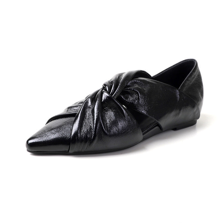 Womens Hidden-Heel Deep-V Shallow Shoes With Pointed Toe Cross-Strap Cutout Design