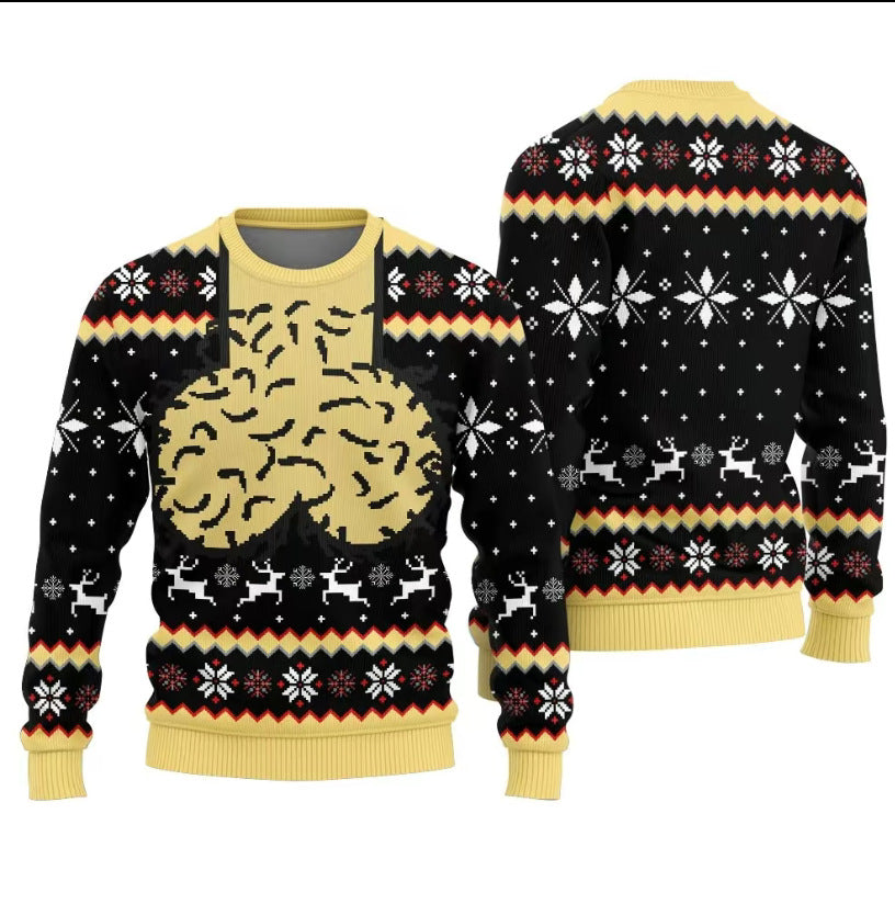Christmas-themed Print Loose-fit Crewneck Sweater