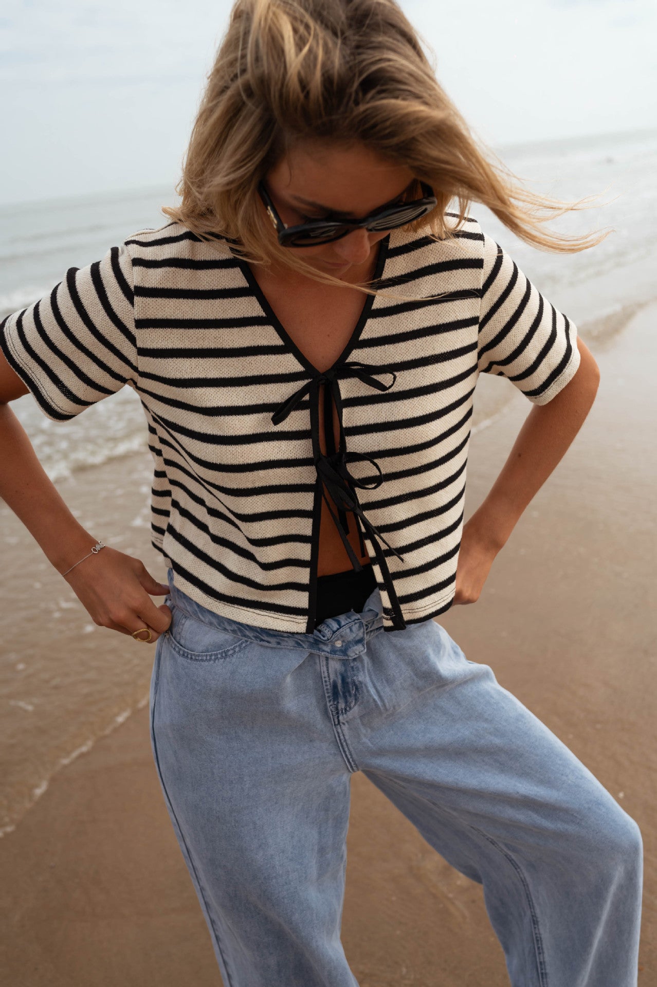 Women's Striped Tie-dye Spliced Fashion Short Sleeve