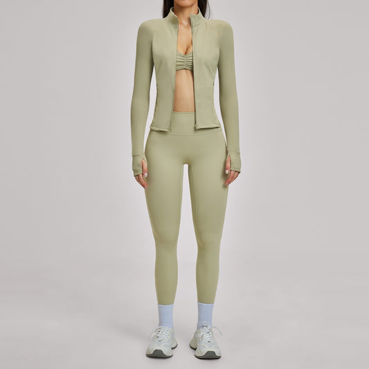Brushed Zipper Casual Set For Women