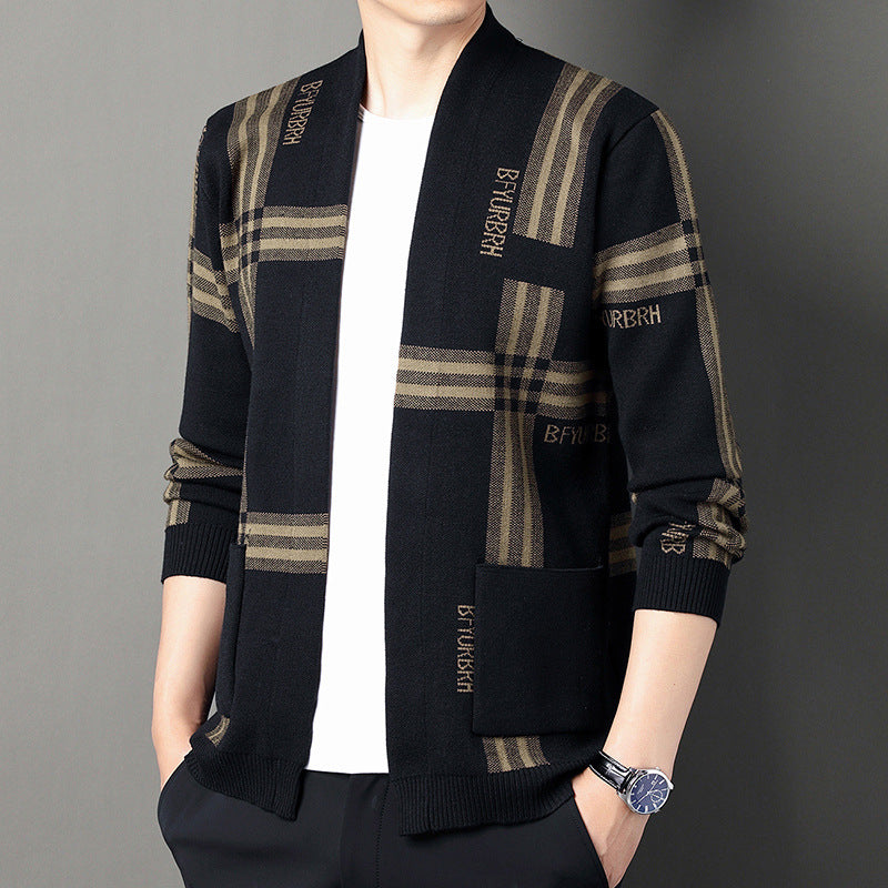 Men's Trendy Versatile Long-sleeve Knitted Sweater Coat
