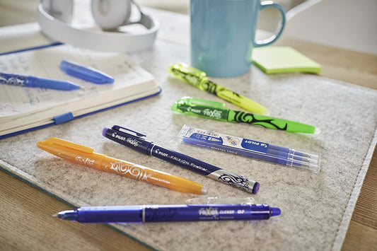 Pilot Pen FriXion clicker, raderbar rollerball, set om 5 (blå, svart, rosa, ljusblå, lila)