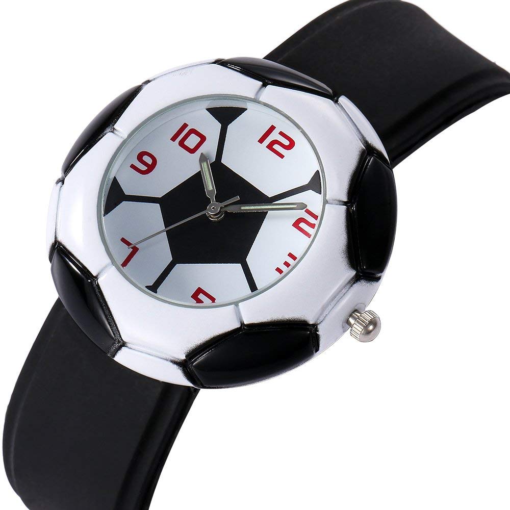 MYFT Men's Fashion Slim Minimalist Waterproof Watch Football Dial Silicone Strap Quartz Child WristMYFT Watches