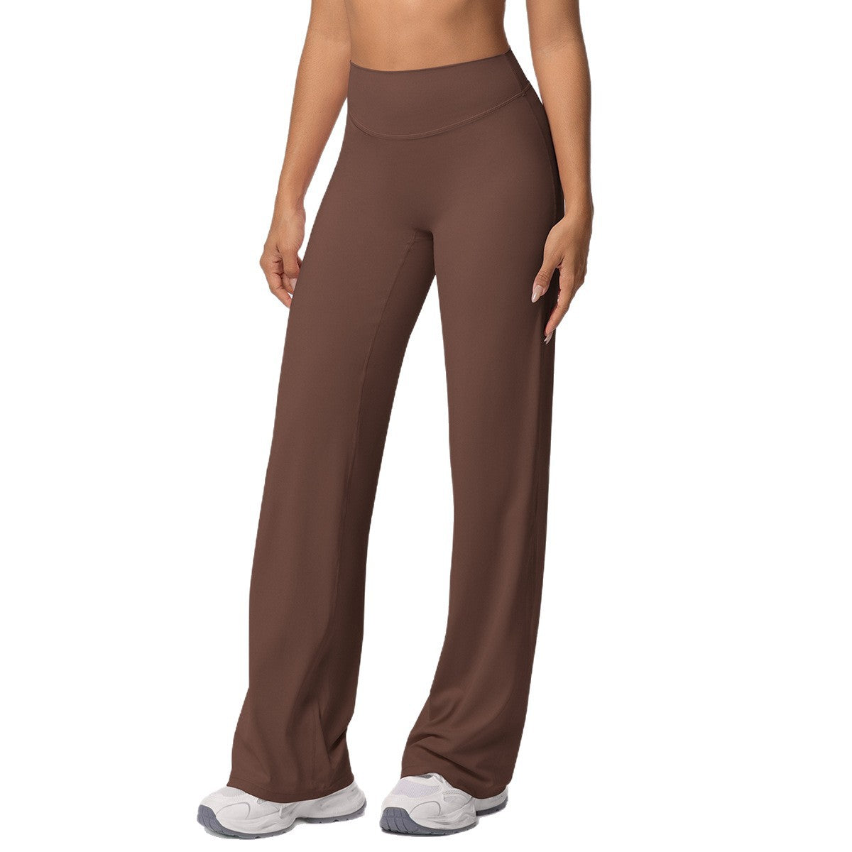 Double-sided Brushed Solid-color High-waisted Loose-fitting Breathable Yoga Wide-leg Pants