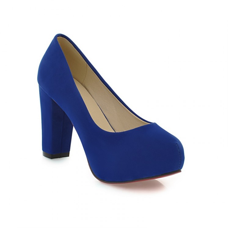 Pure color simple and comfortable thick heel high heels