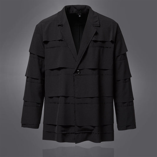 Three-dimensional Stitching Raw Edge Loose Mid-length Suit Jacket