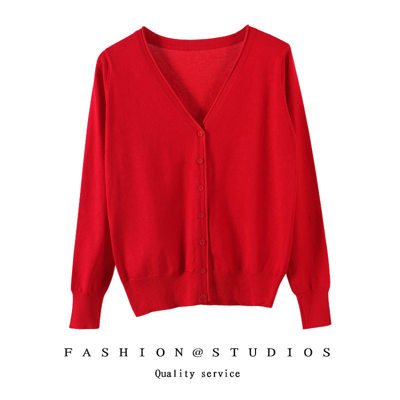 Women's Slim-fit SpringAutumn Plus-size Knitted Cardigan