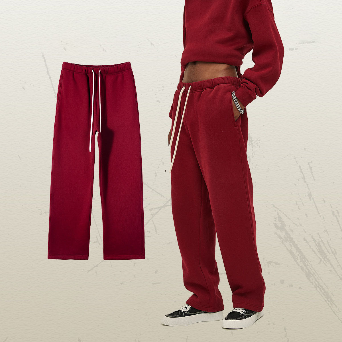 Women's Straight Velvet Solid Color Loose Sports And Leisure Trousers