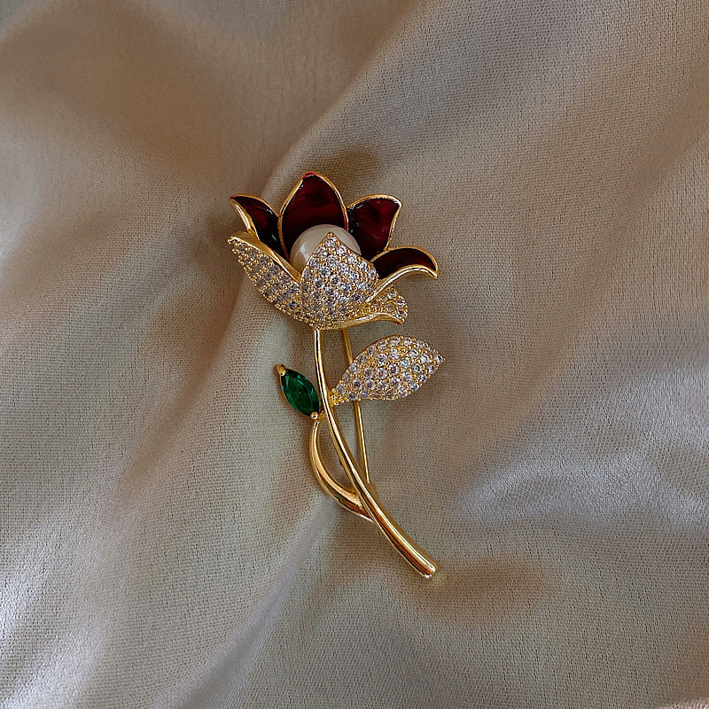 Pearl Leaf Diamond Butterfly Flower Geometric Ring Brooch