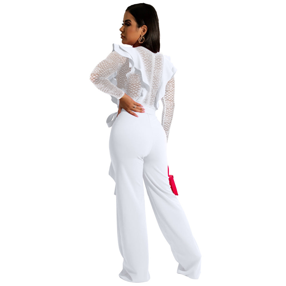 Fashion Business Slim Fit V-hals blonde gennemsigtig type heldragt