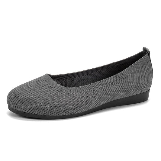 Runde flade sko Casual komfortable bløde slip-on strikkede meshsko til kvinder