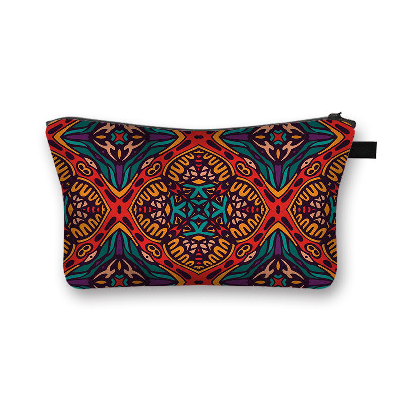 Ny Geometrisk Print Polyester Kosmetiktaske Stor Kapacitet Clutch Taske Dame Mode Rejse Opbevaringstaske
