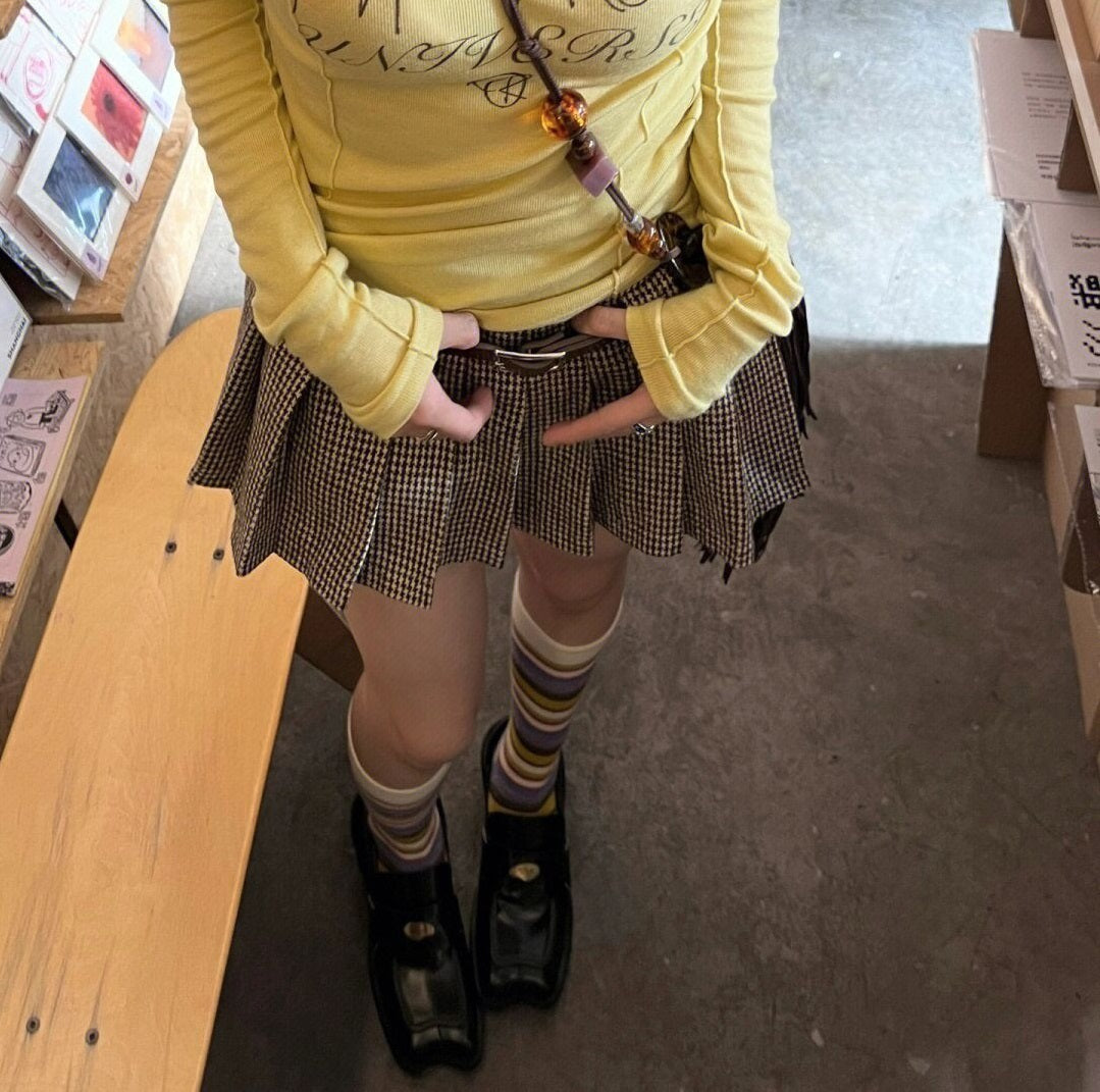 American Sweet Hot Girl Korean Style Tartan Skirt