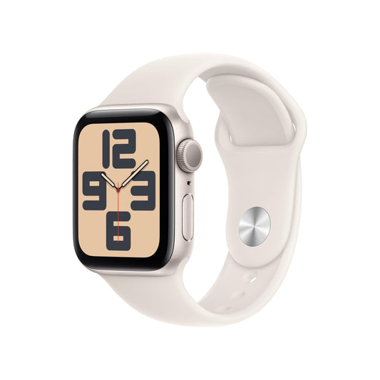Apple Watch SE (andra generationen) GPS 40 mm Klocka med boett i stjärnglans aluminium och Sportband stjärnglans - S/M. Tränings- och sömnmätare, kraschdetektering, pulsmätare, Retina-skärm