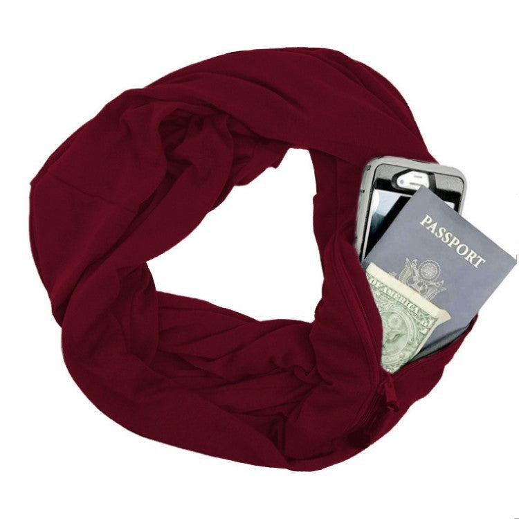 Double Layer Solid Color Pocket Scarf