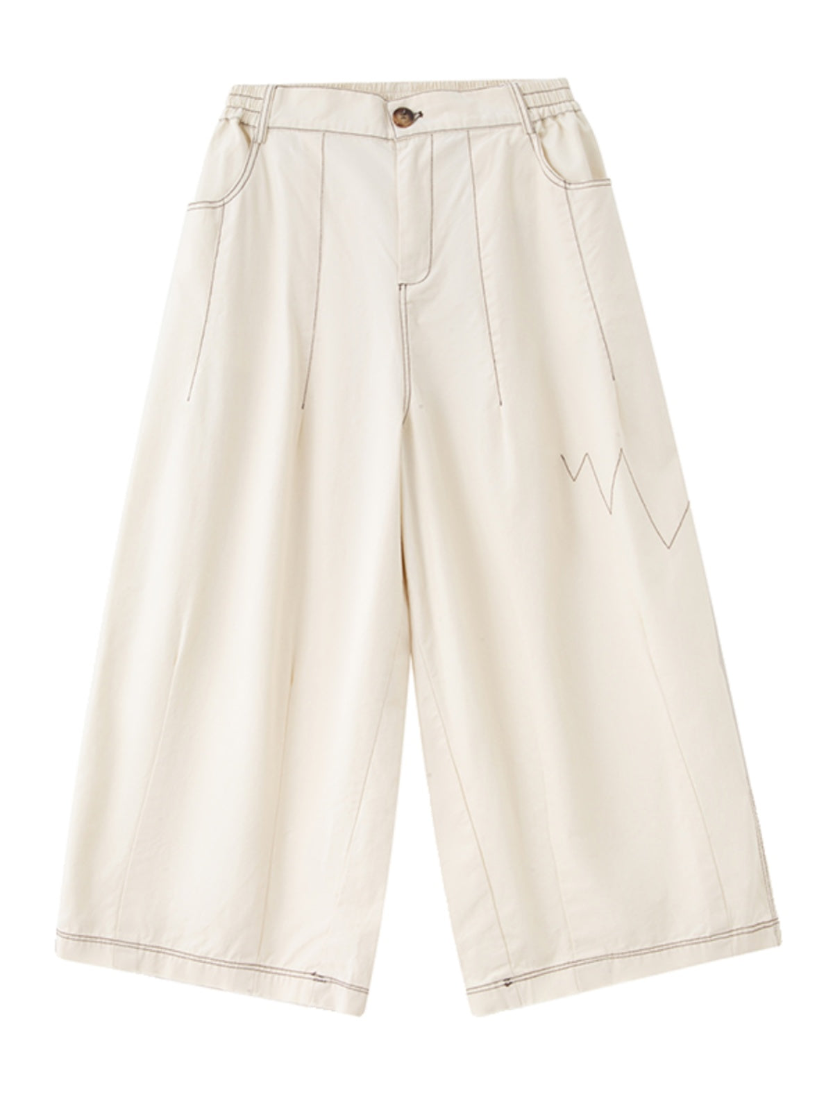 Loose Artistic Wind Line Cropped Wide-leg Pants