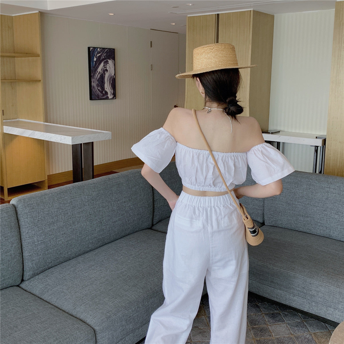 One-shoulder Slim Short-sleeved Shirt Women's Summer