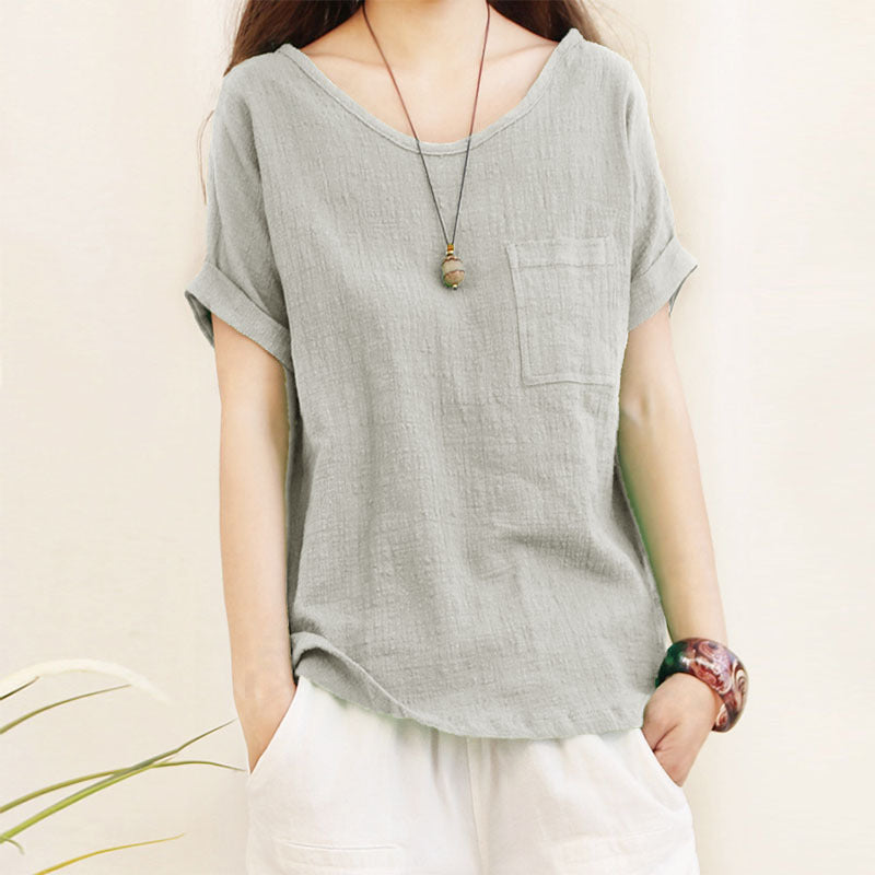 Casual Literary Style Korean Version Short Sleeve