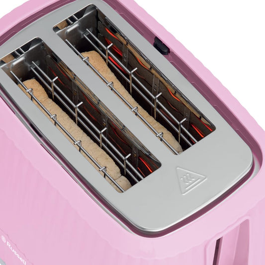 Russell Hobbs 2 skivor (6 rostningsnivåer, höglyftsfunktion, inställningar för fryst bröd, uppvärmning och stoppfunktion, uppvärmningsgaller ingår, texturerad exteriör) Eden Rosa 27372-56