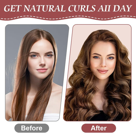 LOPHE 3 st Heatless Hair Curler, Heatless Curls Blowout Stavar Pannband för alla hårtyper, Mjukt hår Roller Stavar med krok (brun, 3pcs)