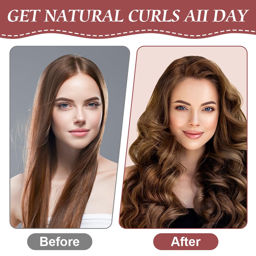 LOPHE 3 st Heatless Hair Curler, Heatless Curls Blowout Stavar Pannband för alla hårtyper, Mjukt hår Roller Stavar med krok (brun, 3pcs)