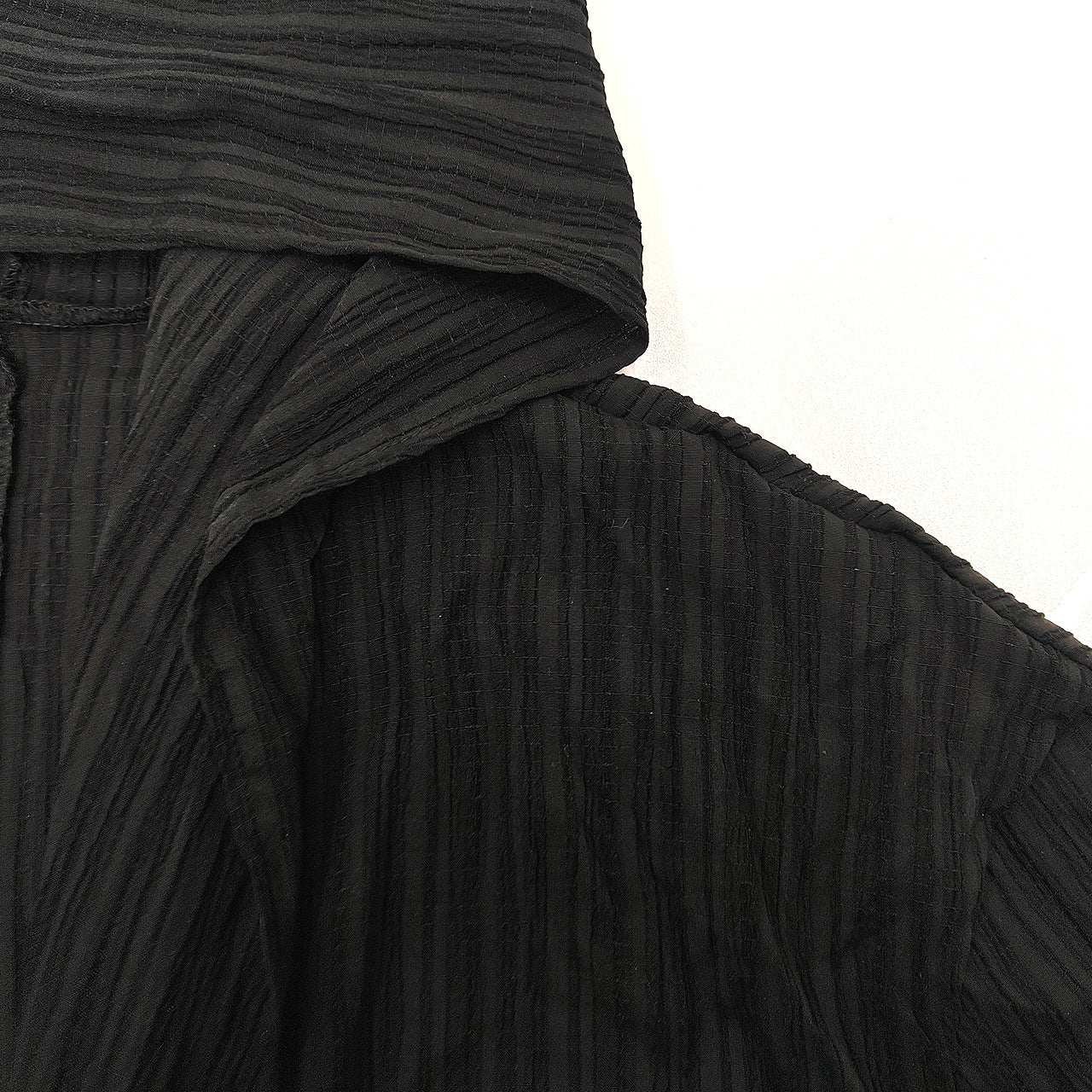 Men's New Clothes Pleated Woven Cotton Black Hooded Jacket