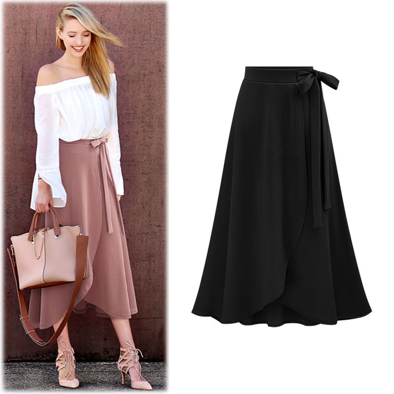 Women's mid-length lace-up skirt