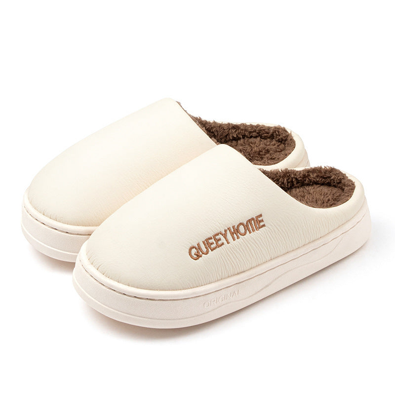 Winter Cotton Waterproof Outdoor Slippers Home Non-slip Winter Fleece-lined Men's Platform