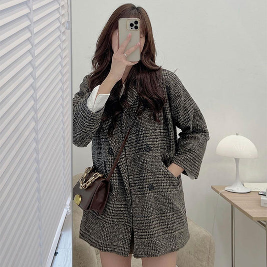 French Vintage Lapel Double-Breasted Loose Versatile Jacket