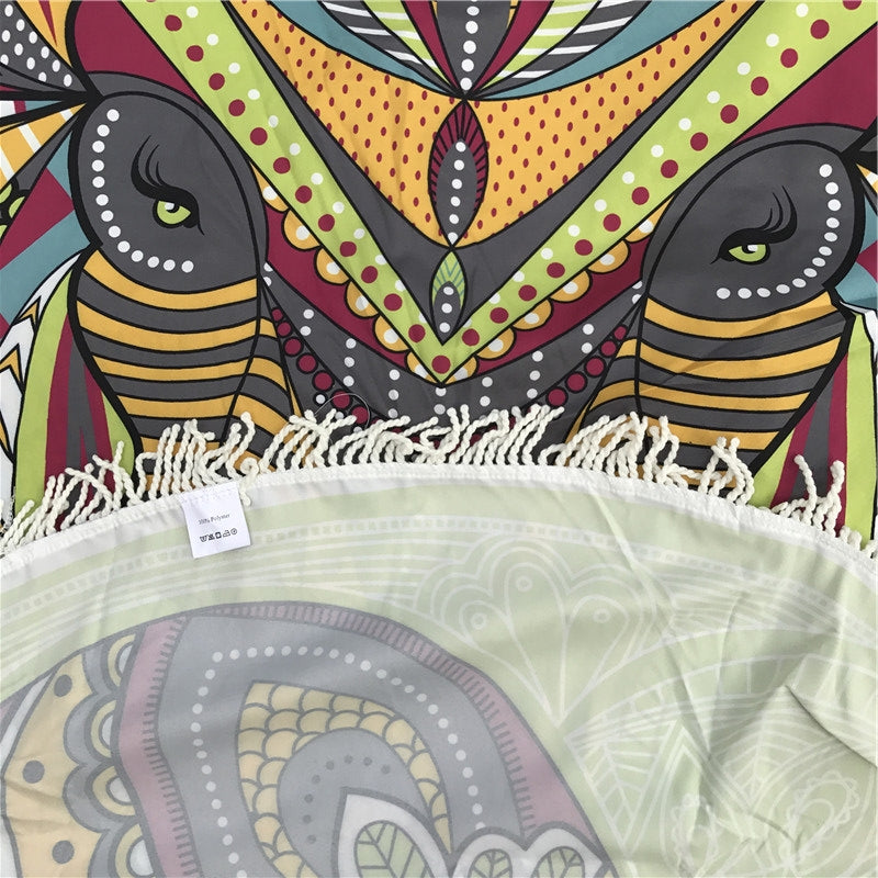 Elephant Mandala Rainbow TapestryThrow