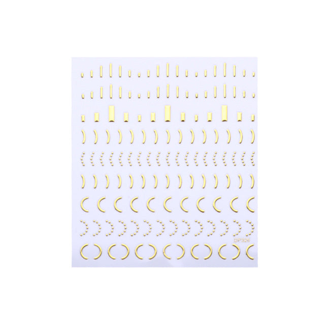 3D Nail Stickers Gold Silver Metal Black Geometric Flower