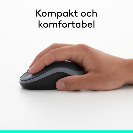 Logitech 910-002235 M185 trådlös mus USB för PC Windows, Mac och Linux, Grå,Svart