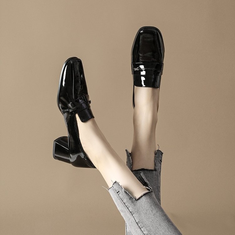 Women's Deep Mouth Leather Shoes High Heel