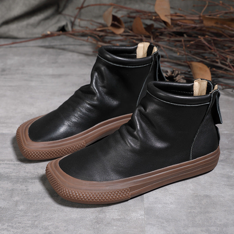 Women's Retro Top Layer Cowhide Martin Boots