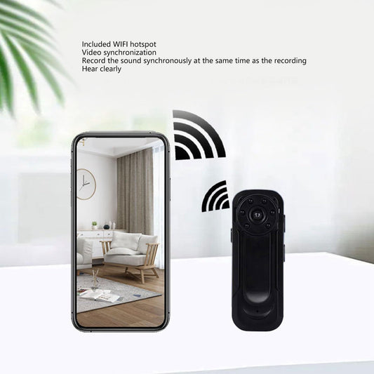 Liten Kroppskamera, Full HD-minikamera Body Wear-kamera, 1080P 120° Vidvinkel Trådlös Bärbar Minivideokamera med Personlig Ficka med Mörkerseende