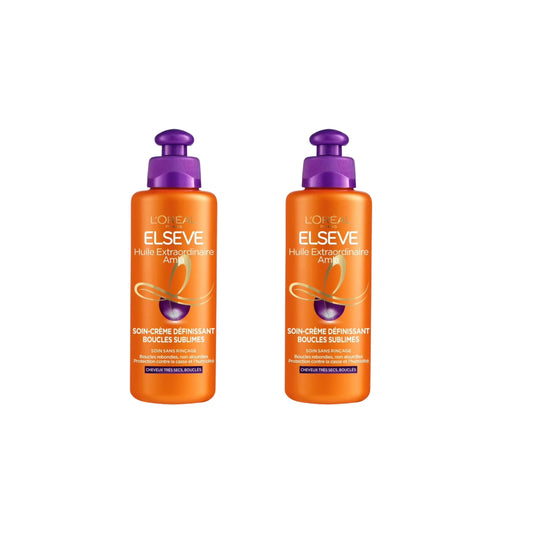 L'Oréal Paris Elseve Huile Extraordinaire Soin-Crème Définissant Cheveux Bouclés 200 ml - Lot de 2