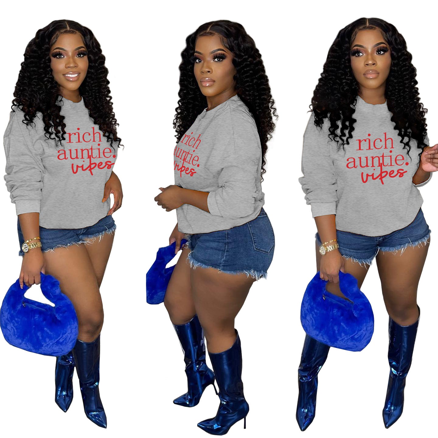 Fleece-lined Small High Collar Loose Casual Sweatshirt Long Sleeve