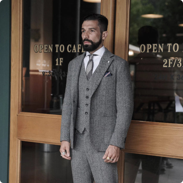 Britishstyle Wool Herringbone Blazer Men's Plussize Formal Wear Business And Fashion Suit