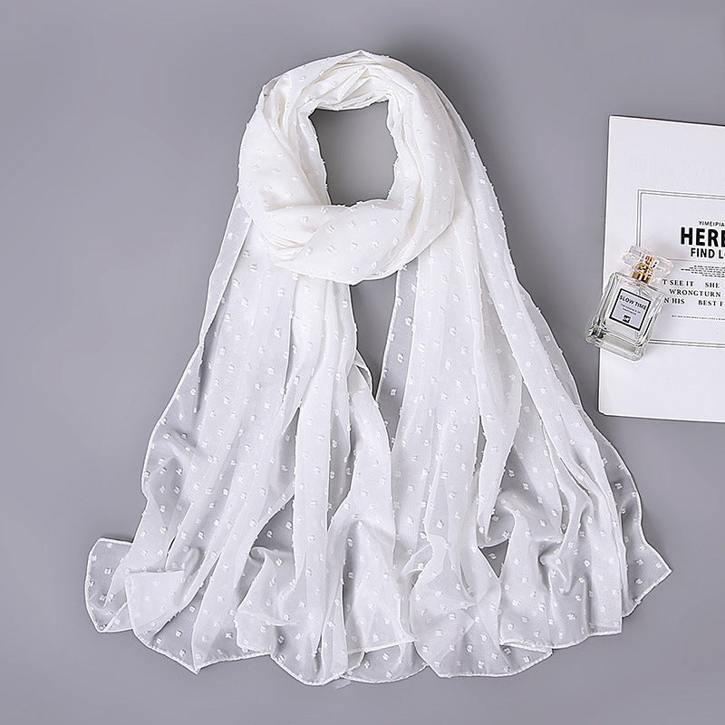 Women's Pearl Pure Color Chiffon Headscarf