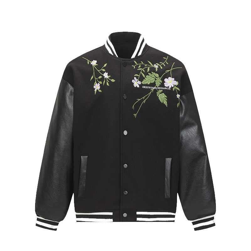 Men's American Retro Plant Flower Embroidered Coat