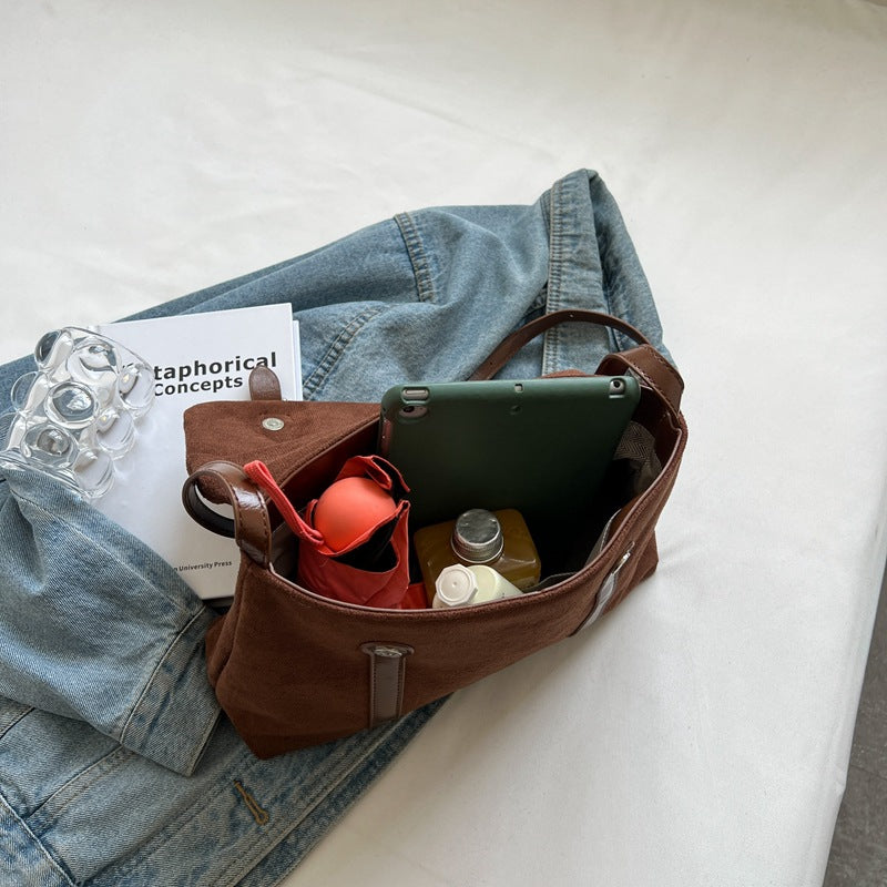 Women's Versatile Vintage Suede Patchwork Shoulder Armpit Bag