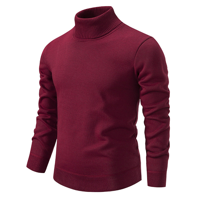 Men's Fleece-lined Thick High-neck Slim-fit Knitted Sweater