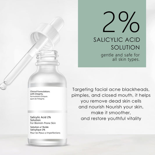 Salicylic Acid Serum 30 ml, salicylsyraserum minska porerna, ansikte exfoliant med salicylsyra, mot finnar