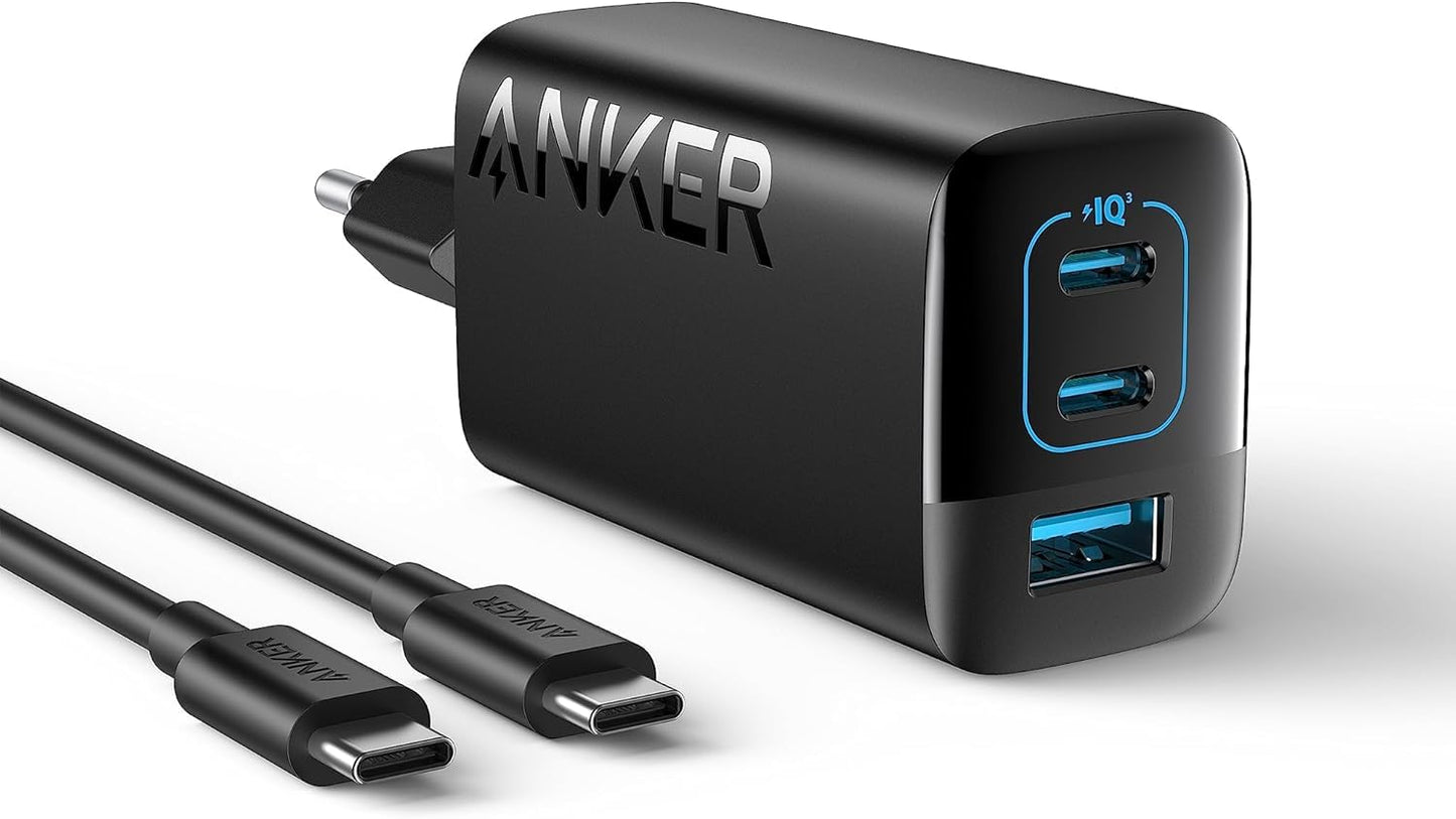 Anker 335 67 W laddare, högpresterande strömförsörjning med PIQ 3.0, 3-port snabbladdare, PD-laddare för iPhone 16/15/14/13/12, MacBook Pro, iPad, Galaxy, Pixel med mera