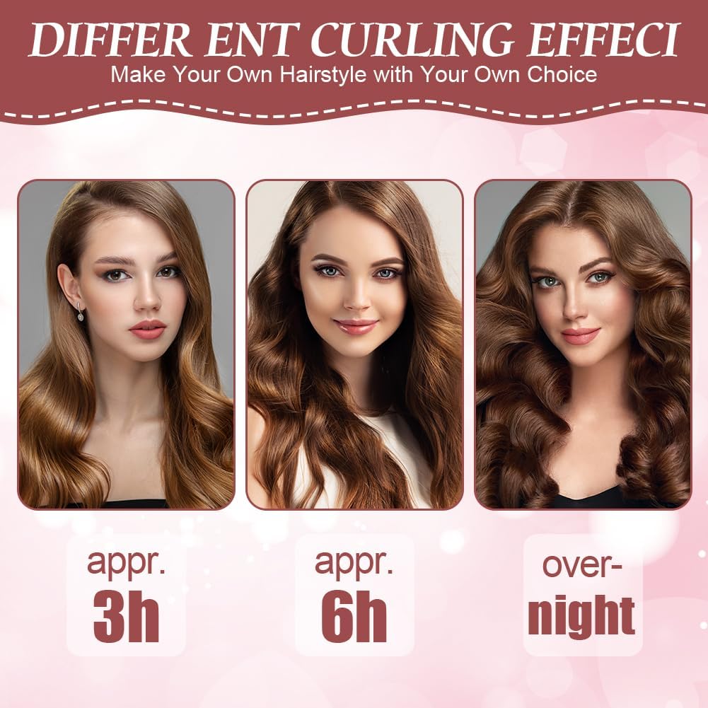 LOPHE 3 st Heatless Hair Curler, Heatless Curls Blowout Stavar Pannband för alla hårtyper, Mjukt hår Roller Stavar med krok (brun, 3pcs)