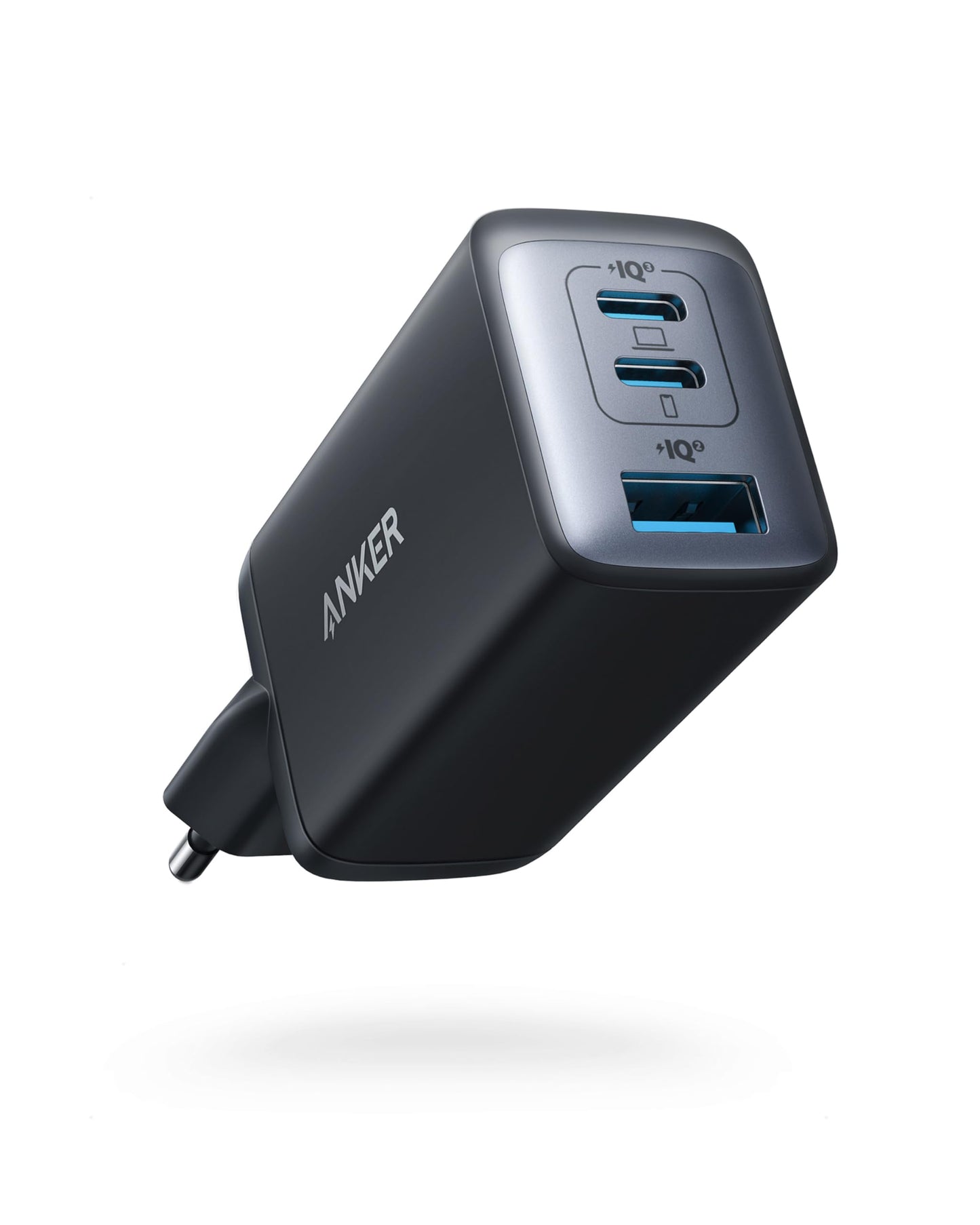 Anker USB C Charger (Nano II 65W) Pod 3 Ports PPS Fast Charger, Compact USB-C Power Supply for MacBook Pro, iPad Pro, Steam Deck, Galaxy S20, Dell XPS 13, Note 20/10+, iPhone 15, Pixel (Svart)