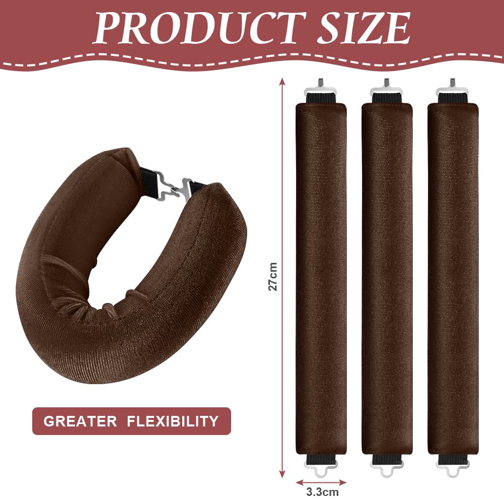 LOPHE 3 st Heatless Hair Curler, Heatless Curls Blowout Stavar Pannband för alla hårtyper, Mjukt hår Roller Stavar med krok (brun, 3pcs)
