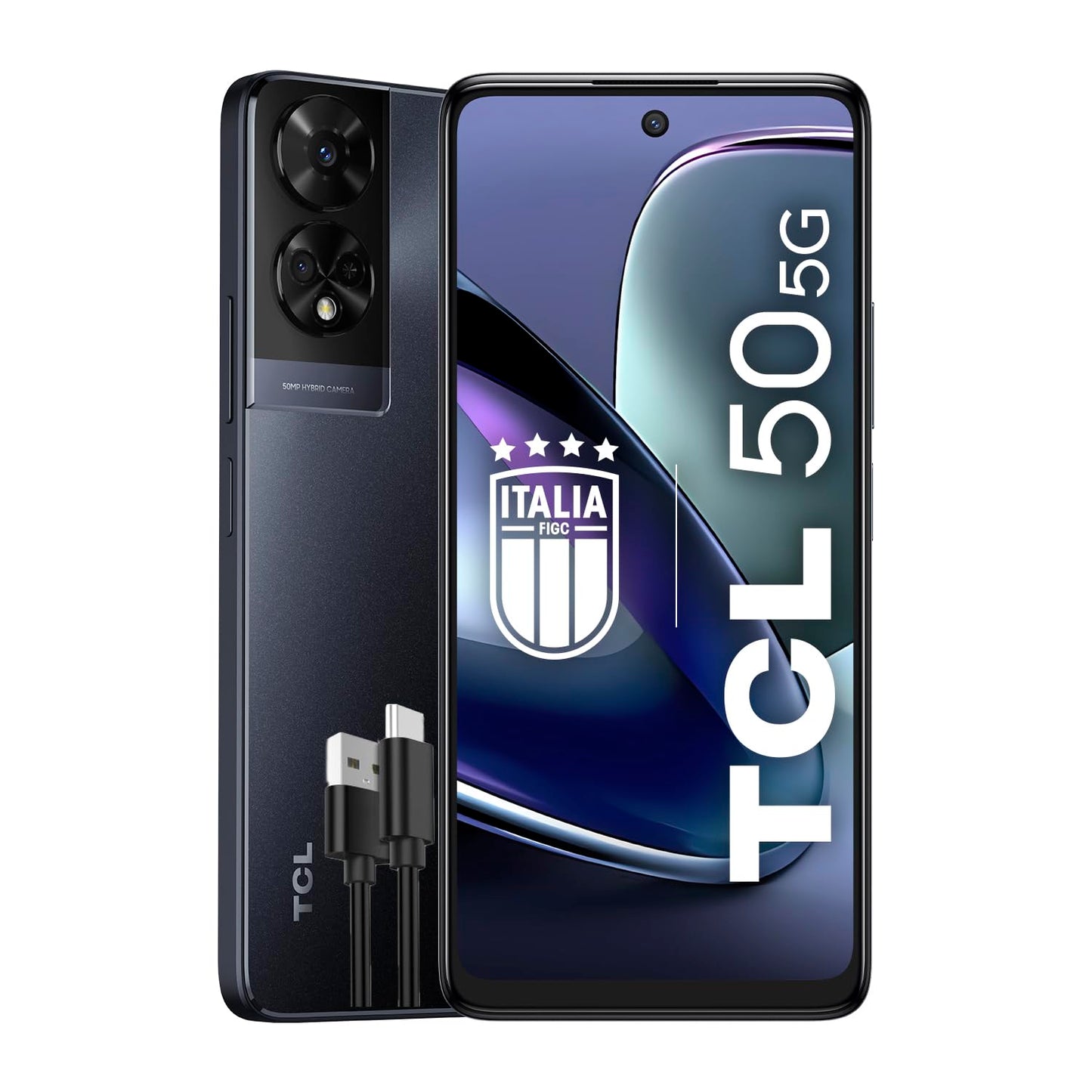 TCL Mobil 50 5G smartphone, MediaTek Dimensity 6100+ chipset, 6,56 tum HD+ 90Hz skärm, 128, 8 RAM, 4 och 4 RAM-förlängning, 50 MP hybrid dubbel kamera, Android 14, 5010 mAh