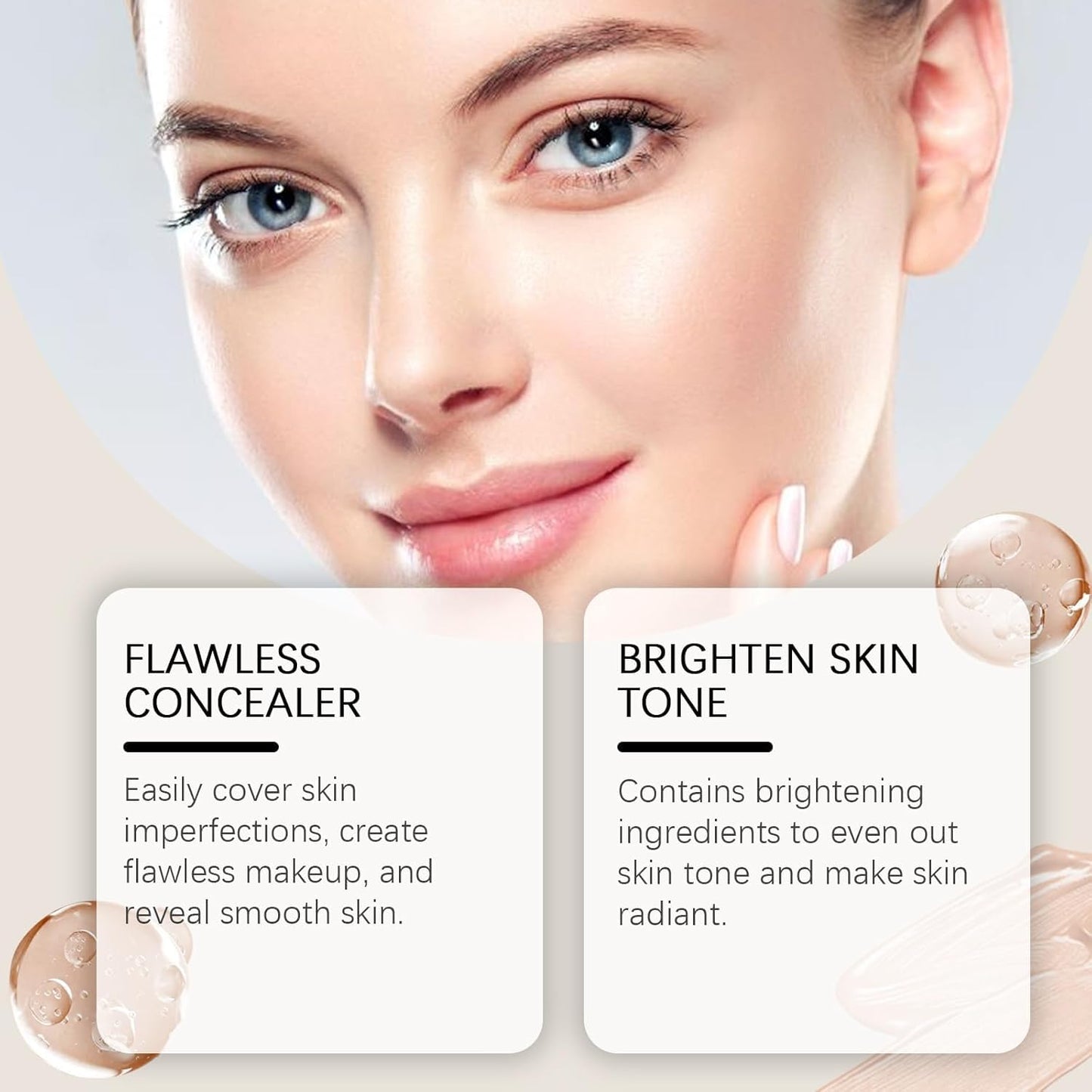 Moisturizing Brightening Tone-Up Concealer Cream, Five Fold VC Skincare Cream, Anti-Wrinkle, Oil Control, Long-Lasting & Waterproof, Multifunctional Hydrating Makeup (3 PCS)