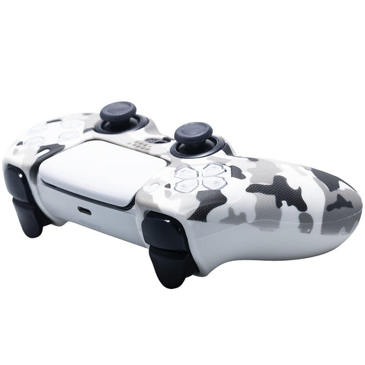 YoRHa Dubbade tryck silikongummi anpassa hudskydd för PS5 Dualsense Controller x 1 (kamouflage vit) med Pro tumgrepp x 10